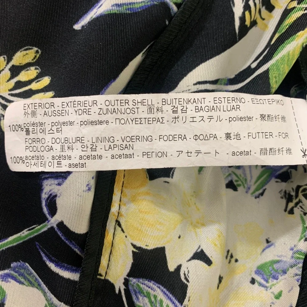 Zara Basic Womens M Tropical Floral Bloomcore Garden Blazer Black Yellow Green